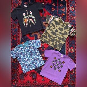 Bape A Bathing Ape Kids Camo Shark Graphic T-Shirt Bundle